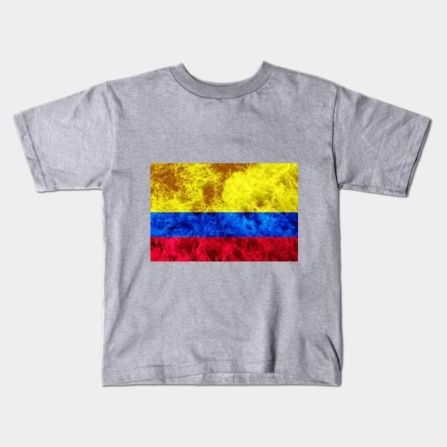 Flag of Columbia – Ocean Waves Kids T-Shirt by DrPen